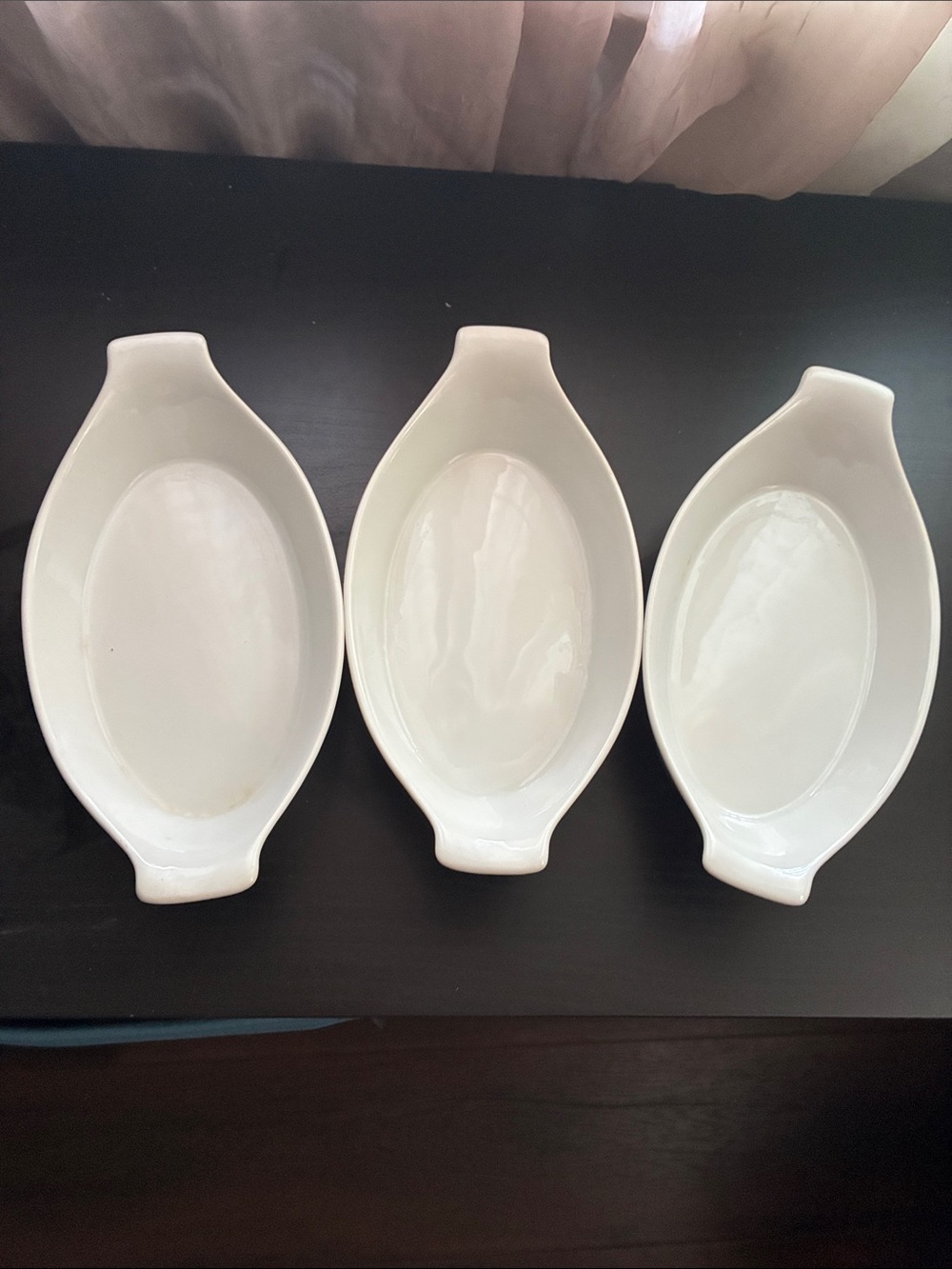 Vintage White Ceramic Oval Baking Dishes - Set of 3